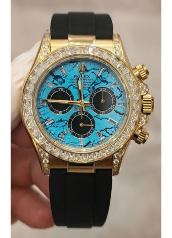 Rolex Daytona Super Clone 126518LN Oro Amarillo Dial Turquesa Movimiento Original Cal.4131