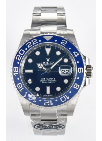 Rolex GMT Masters II Super Clone 126716 "Blaken" Reloj de Acero 904L con Dial Azul