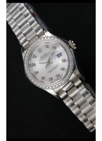Rolex Datejust Ladies Diamonds Markers Reloj Suizo Réplica a Espejo 1:1 Movimiento CAL.2236