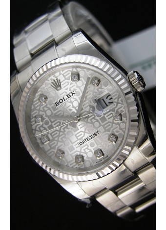 Rolex Datejust 36MM Cal.3135 Movement Reloj Réplica Suizo en Acero color Blanco, Dial en Acero