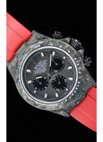 Rolex Daytona DiW Forged Reloj Réplica a espejo 1:1 Caja de Carbono con Correa color Rojo