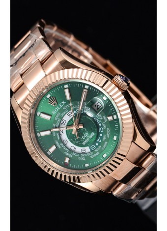 Rolex SkyDweller Reloj Suizo Caja de Oro Rosado de 18 K - Edición DIW Dial Verde