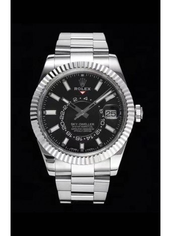 Rolex Sky-Dweller REF# 326934 Black Dial Watch in 904L Steel Case 1:1 Mirror Replica