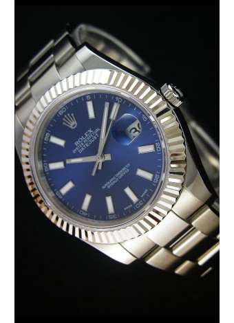 Rolex Datejust Japanese Replica Watch - Dial Azul in 41MM with Oyster Strap