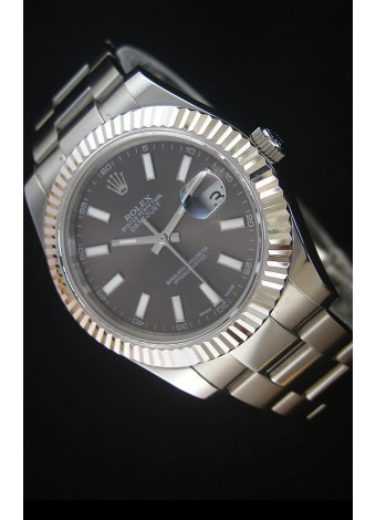 Rolex Datejust Reloj Réplica Japonés - Dial Gris en 36MM con correa Oyster