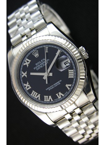 Rolex Datejust Reloj Réplica Japonés - Dial Negro en 36MM con correa Jubilee