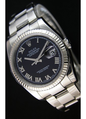 Rolex Datejust Reloj Réplica Japonés - Dial Negro en 36MM con correa Oyster