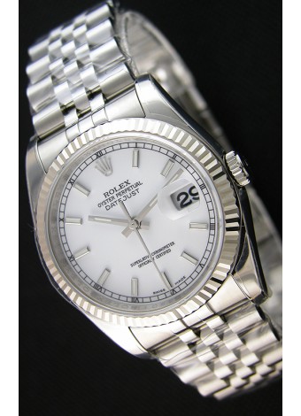 Rolex Datejust Reloj Réplica Japonés - Dial Blanco en 36MM con correa Jubilee