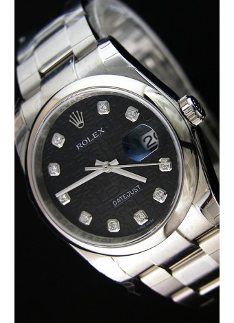 Rolex Datejust Reloj Réplica Japonés - Dial Negro en 36MM con correa Oyster