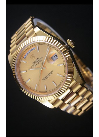 Rolex Day Date Reloj Réplica Japonés - Caja en Oro Amarillo Dial en Oro 40MM