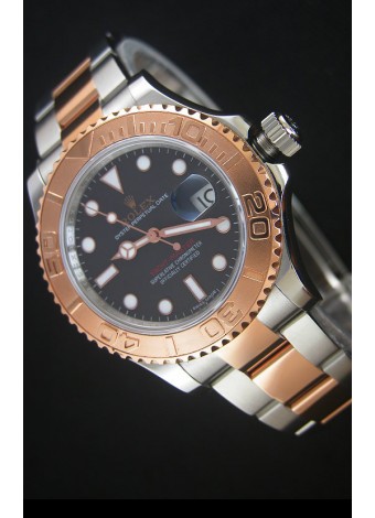 Rolex Yachtmaster Reloj Réplica Japonés Caja en Oro Rosado de dos Tonos Dial Marrón - 40MM