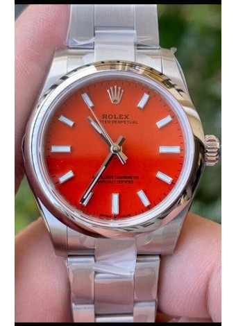 Rolex Oyster Perpetual REF#277200 31MM Movimiento y Réplica Suizo Dial Rojo Acero 904L Reloj Réplica Espejo 1:1
