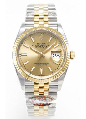 Rolex Super Clone Datejust ETA 3235 Movement 36MM Reloj Suizo Dos Tonos Oro Amarillo Dial Oro