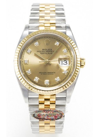 Rolex Super Clone Datejust ETA 3235 Movement 36MM Reloj Suizo Dos Tonos Oro Amarillo Dial Oro