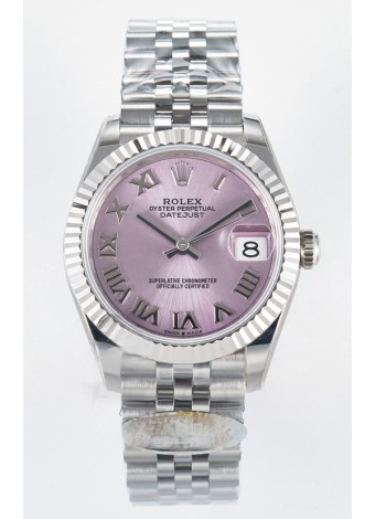Rolex Super Clone Datejust ETA 2688 Movement 31MM Reloj Acero Inoxidable Dial Rosa Romanos
