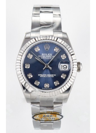 Rolex Super Clone Datejust ETA 2688 Movement 31MM Reloj Acero Inoxidable Dial Azul Diamantes