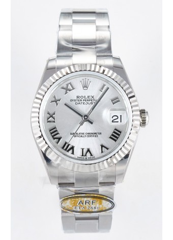 Rolex Super Clone Datejust ETA 2688 Movement 31MM Reloj Caja Acero Inoxidable Dial Acero Romanos