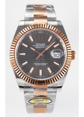 Rolex Super Clone Datejust ETA 3235 Movement 41MM Reloj Chapado en Oro Rosado Dos Tonos Dial Estriado