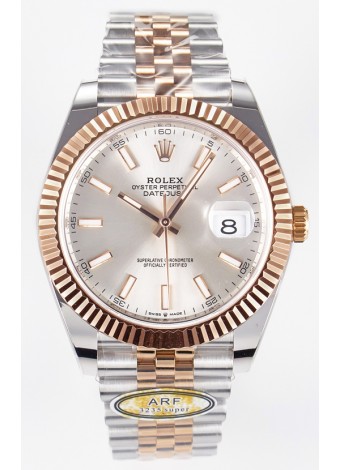 Rolex Super Clone Datejust ETA 3235 Movement 41MM Reloj Chapado en Oro Rosado Dos Tonos Dial Acero