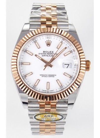 Rolex Super Clone Datejust ETA 3235 Movement 41MM Reloj Chapado en Oro Rosado Dos Tonos Dial Blanco