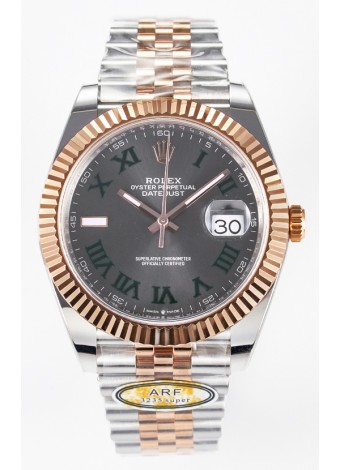 Rolex Super Clone Datejust ETA 3235 Movement 41MM Reloj Chapado en Oro Rosado Dos Tonos Dial Romanos