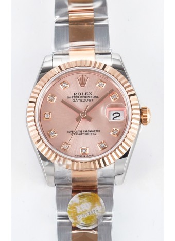 Rolex Super Clone Datejust ETA 2688 Movement 31MM Caja y Dial Oro Rosado Dos Tonos