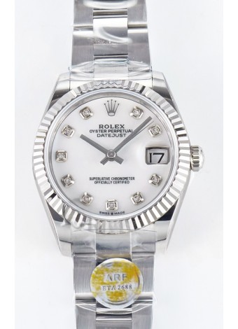 Rolex Super Clone Datejust ETA 2688 Movement 31MM Reloj Acero Inoxidable Dial Perla