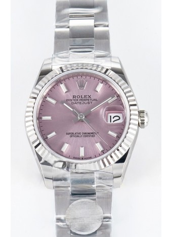 Rolex Super Clone Datejust ETA 2688 Movement 31MM Reloj Acero Inoxidable Dial Rosa 