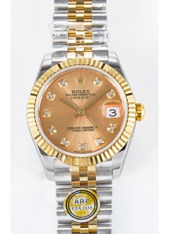 Rolex Super Clone Datejust ETA 2688 Movement 31MM Caja y Dial Oro Amarillo Dos Tonos