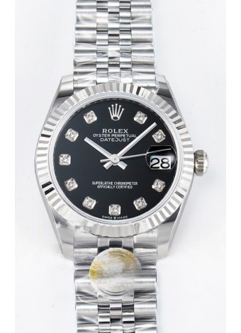 Rolex Super Clone Datejust ETA 2688 Movement 31MM Reloj Acero Inoxidable Dial Negro