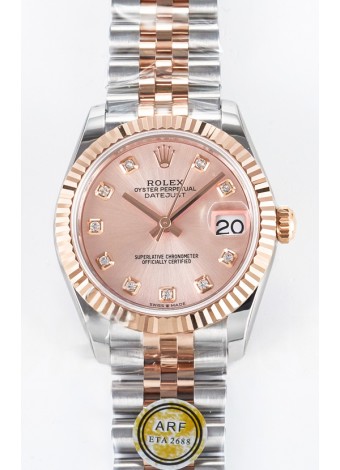 Rolex Super Clone Datejust ETA 2688 Movement 31MM Oro Rosado Dos Tonos Suizo Dial Champange