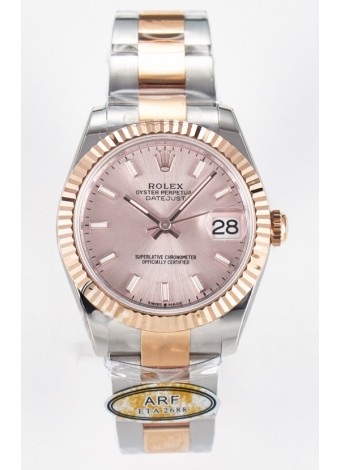 Rolex Super Clone Datejust ETA 2688 Movement 31MM Oro Rosado Dos Tonos Suizo Dial Champange