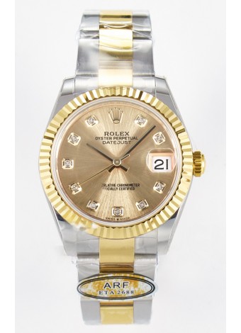 Rolex Super Clone Datejust ETA 2688 Movement 31MM Reloj y Dial Oro Amarillo Dos Tonos
