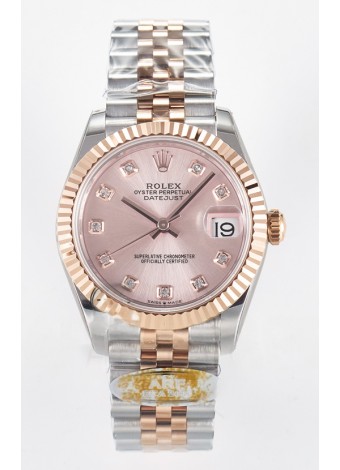 Rolex Super Clone Datejust ETA 2688 Movement 31MM Oro Rosado Dos Tonos Suizo Dial Champange
