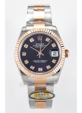 Rolex Super Clone Datejust ETA 2688 Movement 31MM Oro Rosado Dos Tonos Suizo Dial Morado