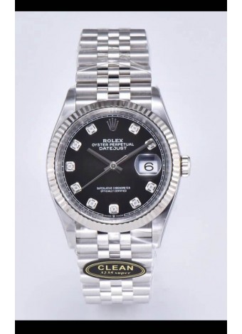 Rolex Datejust 126234 36MM Replica Suiza en Acero 904L en Dial Negro Réplica a Espejo 1:1