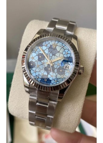 Rolex Datejust Ladies 31MM Movimiento Cal.3135 Réplica Suiza Motivo Azul Correa Oyster en Caja Acero 904L