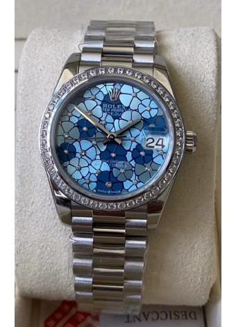 Rolex Datejust Ladies 31MM Movimiento Cal.3135 Réplica Suiza Dial Motivo Bisel Diamante Caja Acero 904L