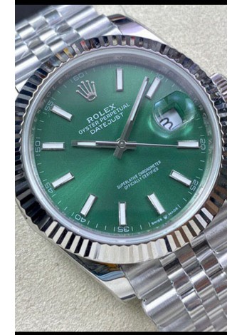 Rolex Datejust 41MM 126334 Reloj Réplica Suizo en Acero 904L Dial Verde - Réplica a Espejo 1:1