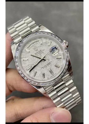 Rolex Day Date Presidential Acero Inoxidable Dial Meteorite Reloj 40MM - Calidad Espejo 1:1