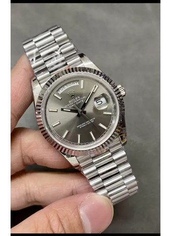 Rolex Day Date Presidencial Reloj Caja Acero Inoxidable Dial Gris 40MM - Calidad Espejo 1:1