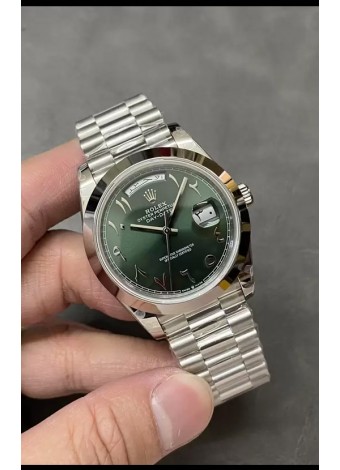 Rolex Day Date Presidencial Reloj Acero Inoxidable Dial Árabe Verde Oliva 40MM - Calidad Espejo 1:1