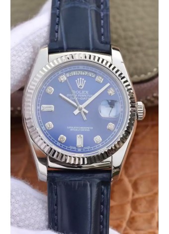 Rolex Day Date Reloj Acero 904L Dial Azul 36MM - Calidad Espejo 1:1