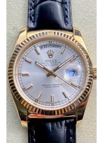 Rolex Day Date Reloj Caja Oro Amarillo Dial Acero 36MM - Calidad Espejo 1:1