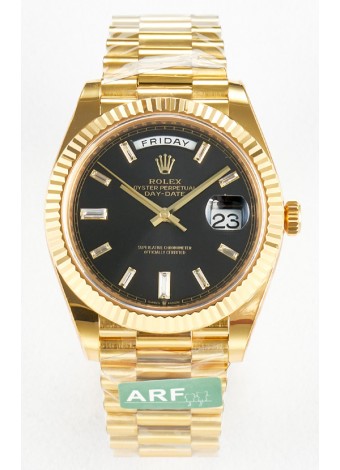 Rolex Day Date Super Clone Reloj Oro Amarillo 18K 40MM - Dial Negro 1:1 Calidad Espejo