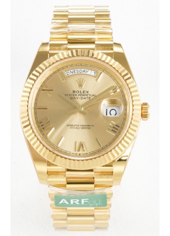 Rolex Day Date Super Clone Reloj Oro Amarillo 18K 40MM - Dial Oro 1:1 Calidad Espejo