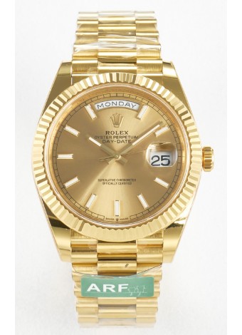 Rolex Day Date Super Clone Reloj Oro Amarillo 18K 40MM - Dial Oro 1:1 Calidad Espejo