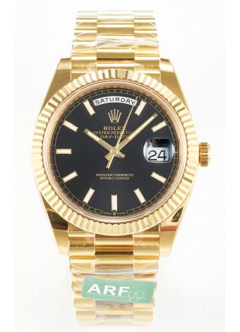 Rolex Day Date Super Clone Reloj Oro Amarillo 18K 40MM - Dial Negro 1:1 Calidad Espejo