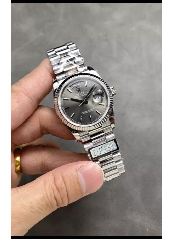 Rolex Day Date Super Clone Acero Inoxidable Reloj Dial Gris 36MM - 1:1 Calidad Espejo