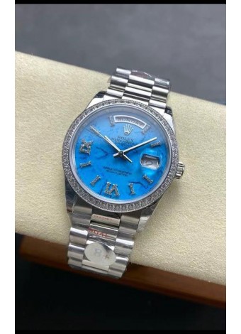 Rolex Day Date Turquoise Set Reloj Acero Inoxidable 18K 36MM - Reloj Réplica Espejo 1:1 